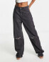 Fae low waist wide leg jeans in washed black