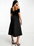 Фото #3 товара ASOS DESIGN Tall twist off the shoulder prom skater midi dress in black