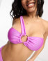 New Look one shoulder ring bandeau bikini top in bright purple