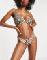 ASOS DESIGN Fuller Bust mix and match rib step front underwired bikini top in leopard animal print