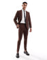 Фото #1 товара ASOS DESIGN super skinny with linen suit trouser in brown