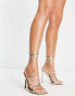 ASOS DESIGN Nobu strappy tie leg heeled sandals in gold Золотистый, 45 - фото #4