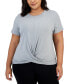 ფოტო #1 პროდუქტის Plus Size Active Solid Twist-Front Top, Created for Macy's