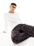 Boss Bodywear cosy long nightwear set in check print