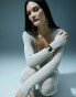 Фото #2 товара Murci knitted deep plunge scoop neck unitard in stone