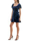 ფოტო #3 პროდუქტის Juniors' Puff-Sleeve Faux-Wrap Velvet Dress