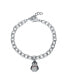 ფოტო #1 პროდუქტის White Gold Plated with Ruby Red, Black and White Cubic Zirconia Bird Charm Bracelet in Sterling Silver