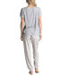 Фото #2 товара Plus Size Crewneck Top & Printed Jogger Pajama Pants Set