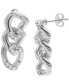 Rhodium-Plated Pavé Curb Chain Drop Earrings