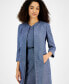 Фото #3 товара Women's Tweed Contrast-Piping Topper Jacket