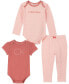 Baby Girls Logo Print Bodysuits and Joggers, 3-Piece Set