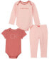 ფოტო #1 პროდუქტის Baby Girls Logo Print Bodysuits and Joggers, 3-Piece Set