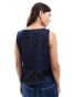 Фото #3 товара ASOS DESIGN denim frill hem top in indigo