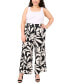 Plus Size Printed Smocked-Waist Wide-Leg Pants