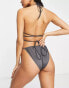 Фото #2 товара Monki tie waist bikini top in grey