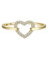 ფოტო #1 პროდუქტის Sterling Silver with Cubic Zirconia French Pave Heart Halo Cuff Bracelet