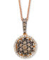 Фото #1 товара Le Vian chocolate Diamond (1/2 ct. t.w.) & Vanilla Diamond (1/10 ct. t.w.) Halo Cluster 18" Pendant Necklace in 14k Rose Gold