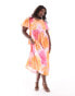 Фото #1 товара Yours tie-back dress in pink blur print