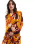 Фото #2 товара ASOS DESIGN high neck smock maxi dress with frill detail in blurred floral print