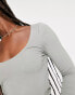 New Look ribbed scoop neck long sleeved top in khaki