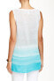 Joan Vass Womens Sleeveless Turquoise Space-Dye Linen Tunic Tank Top Size 12-14