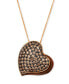 ფოტო #1 პროდუქტის GODIVA x Le Vian® Chocolate Enamel Ganache Heart Pendant Necklace Featuring Chocolate Diamond (1-3/8 ct. t.w.) & Enamel Pavé in 14k Rose Gold