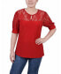 Фото #1 товара Women's Short Puff Sleeve Top with Lace Sleeves and Yoke