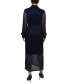 Women's Long Sleeve Plisse Mesh Dress with Belt