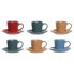 Set of Mugs with Saucers DKD Home Decor Yellow Blue Red Green Stoneware 180 ml 14 x 14 x 2 cm