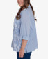 ფოტო #5 პროდუქტის Plus Size Classic Embroidered Pinstripe Button Down Top