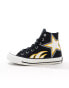 Converse Chuck Taylor All Star Hi racer trainers in black and yellow