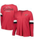 ფოტო #1 პროდუქტის Women's Cardinal Arizona Cardinals Plus Size Athletic Varsity Lace-Up V-Neck Long Sleeve T-shirt