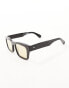 Spitfire cut eighty two square sunglasses in black with tan lens