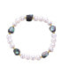 Sterling Silver White Gold Plated and Freshwater Pearl Abalone Bracelet