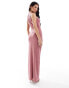 Flounce London front knot split leg maxi dress in dusky pink