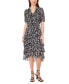 ფოტო #1 პროდუქტის Women's Printed Puff-Sleeve Tiered Midi Dress