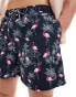 Jack & Jones swim shorts with flamingo print in navy