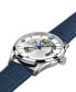 ფოტო #3 პროდუქტის Men's Swiss Automatic Jazzmaster Open Heart Blue Leather Strap Watch 42mm