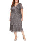 Фото #1 товара Plus Size Metallic Crinkled Midi Dress