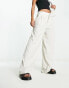 Фото #4 товара Stradivarius tailored wide leg trouser with turn over waistband in ecru