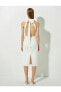 Фото #12 товара Вечернее платье Koton Белое с открытой спиной и бантом