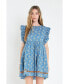 Women's Paisley Print Ruffle Sleeve Mini Dress