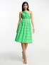 Фото #1 товара Платье French Connection в ярком зеленом цвете с одним плечом и кружевными вышивками