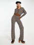 Фото #4 товара & Other Stories co-ord wool blend knitted cardigan in brown jacquard