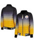 Фото #1 товара Куртка пуховик с полной молнией женская The Wild Collective черная, золотая, в цвета Pittsburgh Steelers