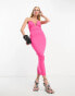 Фото #1 товара Vesper bandeau plunge neck zip back maxi dress in pink