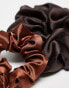 & Other Stories hair scrunchie 2-pack in mixed sizes in brown