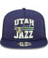 Фото #2 товара Men's Navy Utah Jazz Logo A-Frame 9Fifty Trucker Snapback Hat