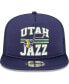 Men's Navy Utah Jazz Logo A-Frame 9Fifty Trucker Snapback Hat