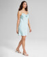 Фото #3 товара Women's Rosette-Trim Satin Sleeveless Mini Dress, Created for Macy's